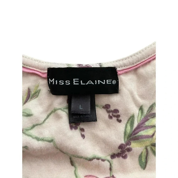 Miss Elaine Women's Cream Sleeveless Crew Neck Floral Top Size Large - Picture 2 of 5
